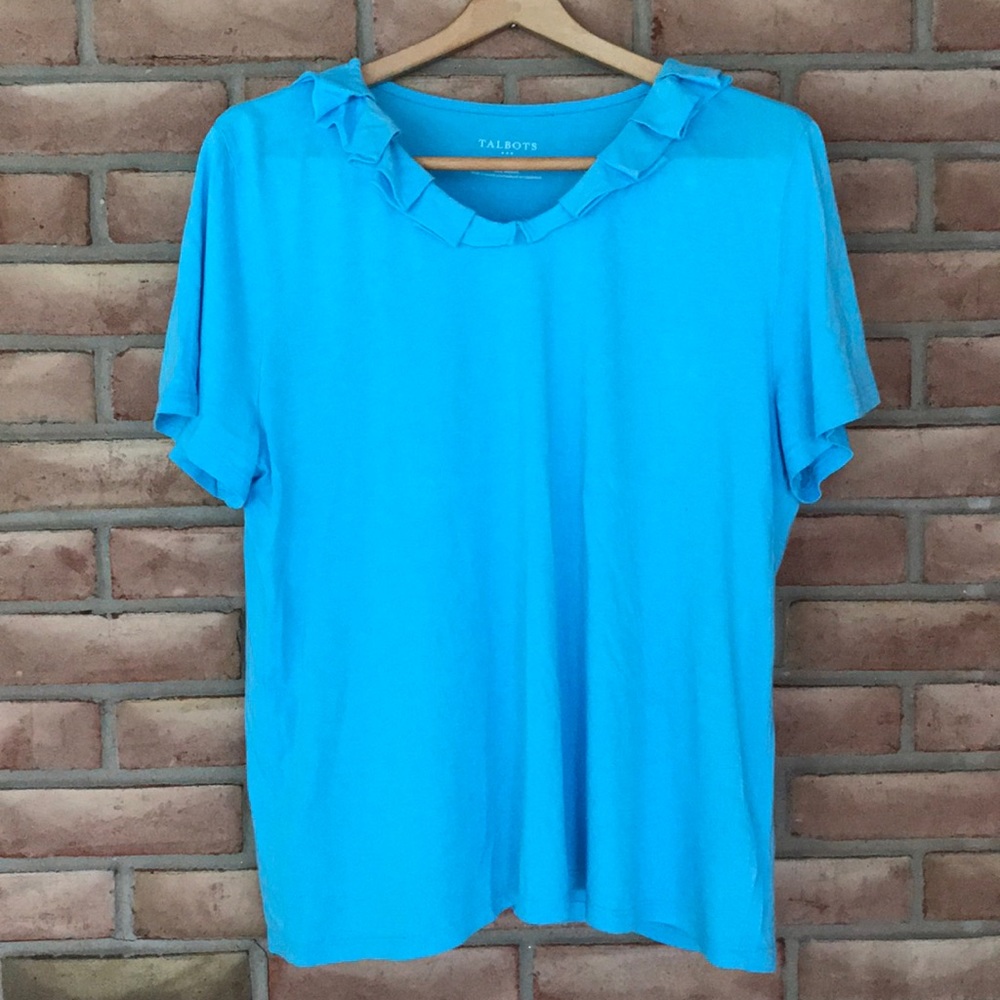 Talbots size XL short sleeved aqua top